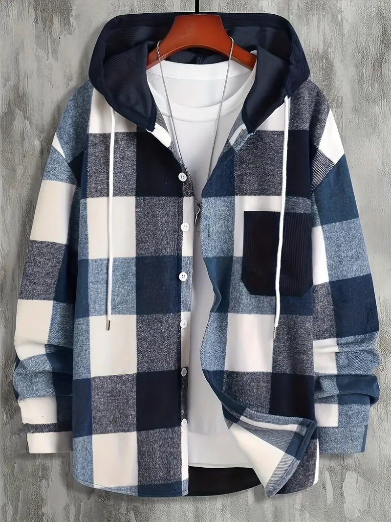 Hardfell | Hooded jacket with check pattern for men