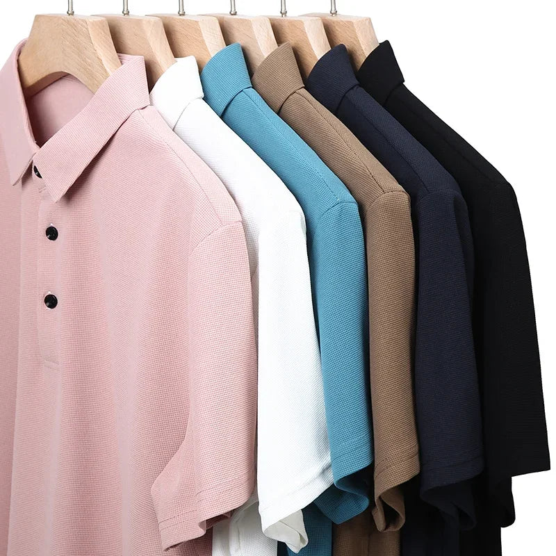 Hardfell | Men's leisure waffle polo shirt with anti-pilling