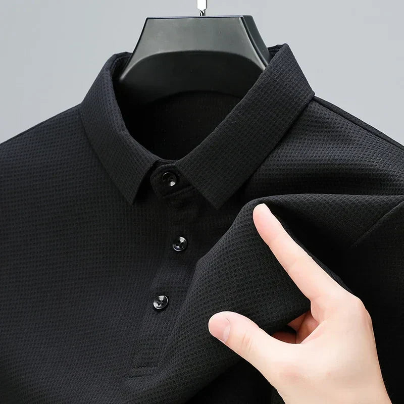 Hardfell | Men's leisure waffle polo shirt with anti-pilling
