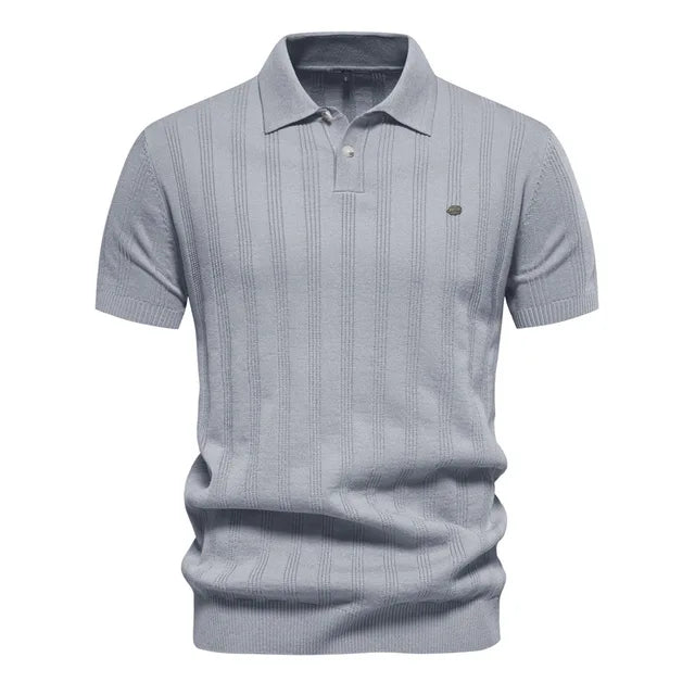 Hardfell | Men's Leisure Striped Breathable Knitted Polo Shirt