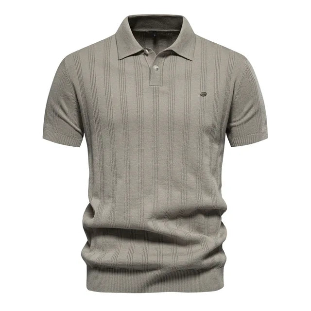 Hardfell | Men's Leisure Striped Breathable Knitted Polo Shirt