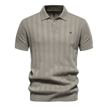 Hardfell | Men's Leisure Striped Breathable Knitted Polo Shirt