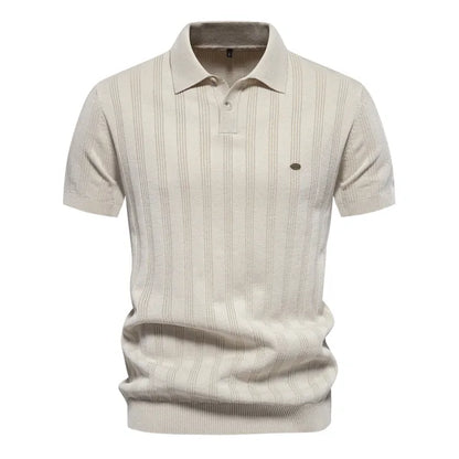 Hardfell | Men's Leisure Striped Breathable Knitted Polo Shirt
