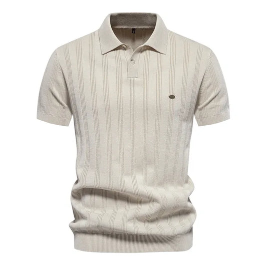 Hardfell | Men's Leisure Striped Breathable Knitted Polo Shirt