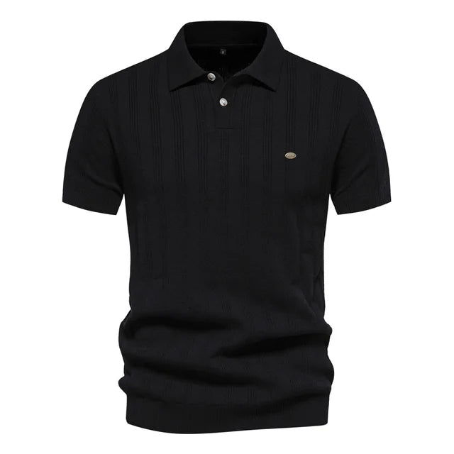 Hardfell | Men's Leisure Striped Breathable Knitted Polo Shirt