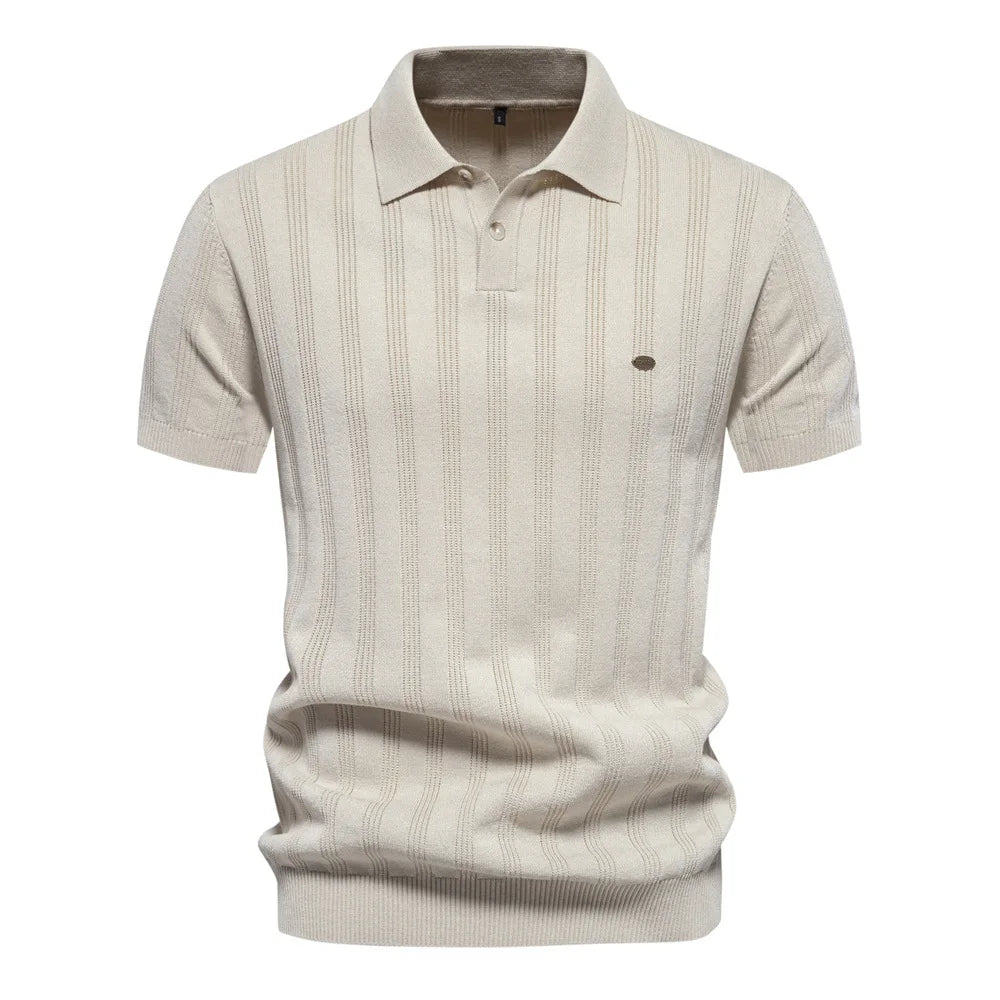 Hardfell | Men's Leisure Striped Breathable Knitted Polo Shirt
