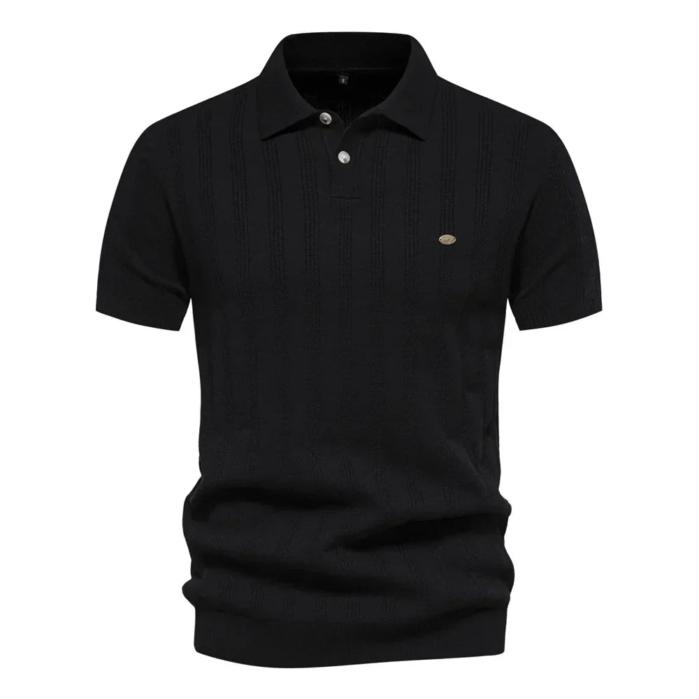 Hardfell | Men's Leisure Striped Breathable Knitted Polo Shirt