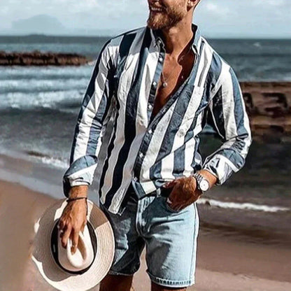 Hardfell | Airy men's shirt in a striped look with a casual fit