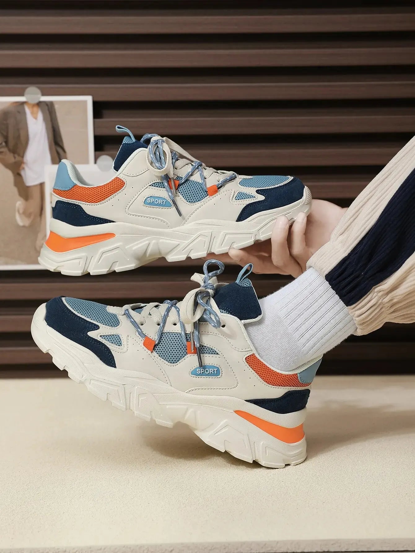 Hardfell | Men's sneaker with front strap and light contrast stitching