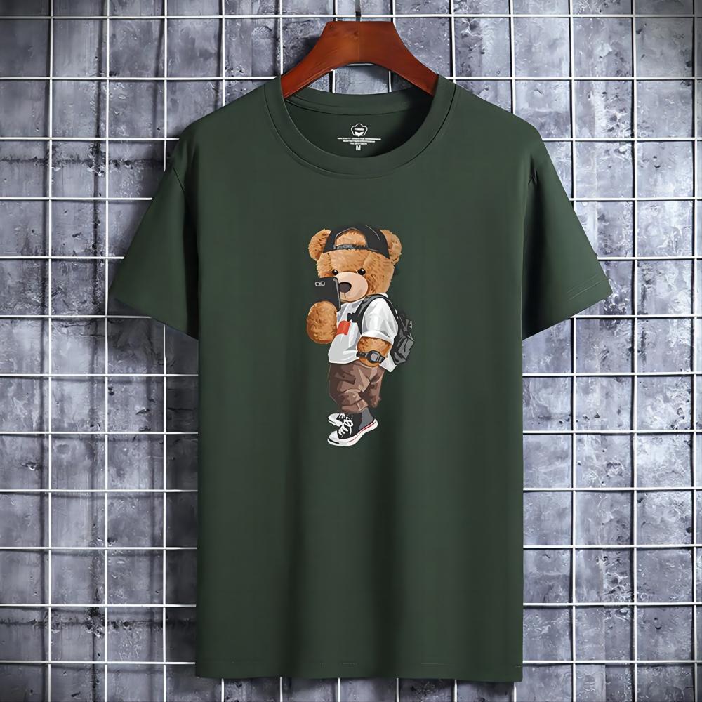 Hardfell | Marku's Men's Short Sleeve T-Shirts Funny Bear Harajuku Style Cotton Tops