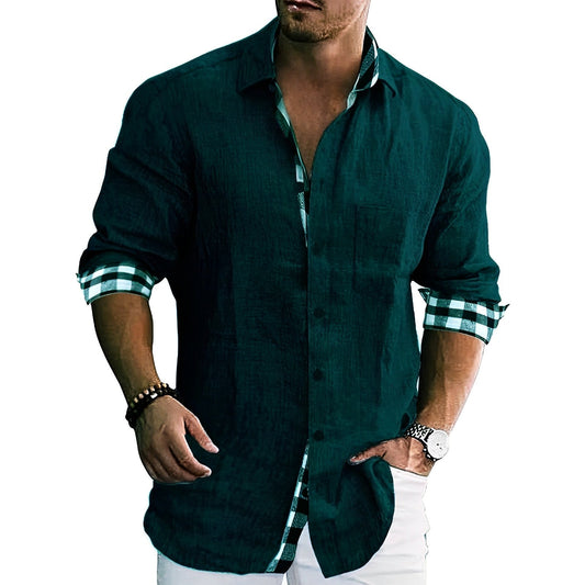 Hardfell | Men's casual shirt with contrasting details and rolled sleeves