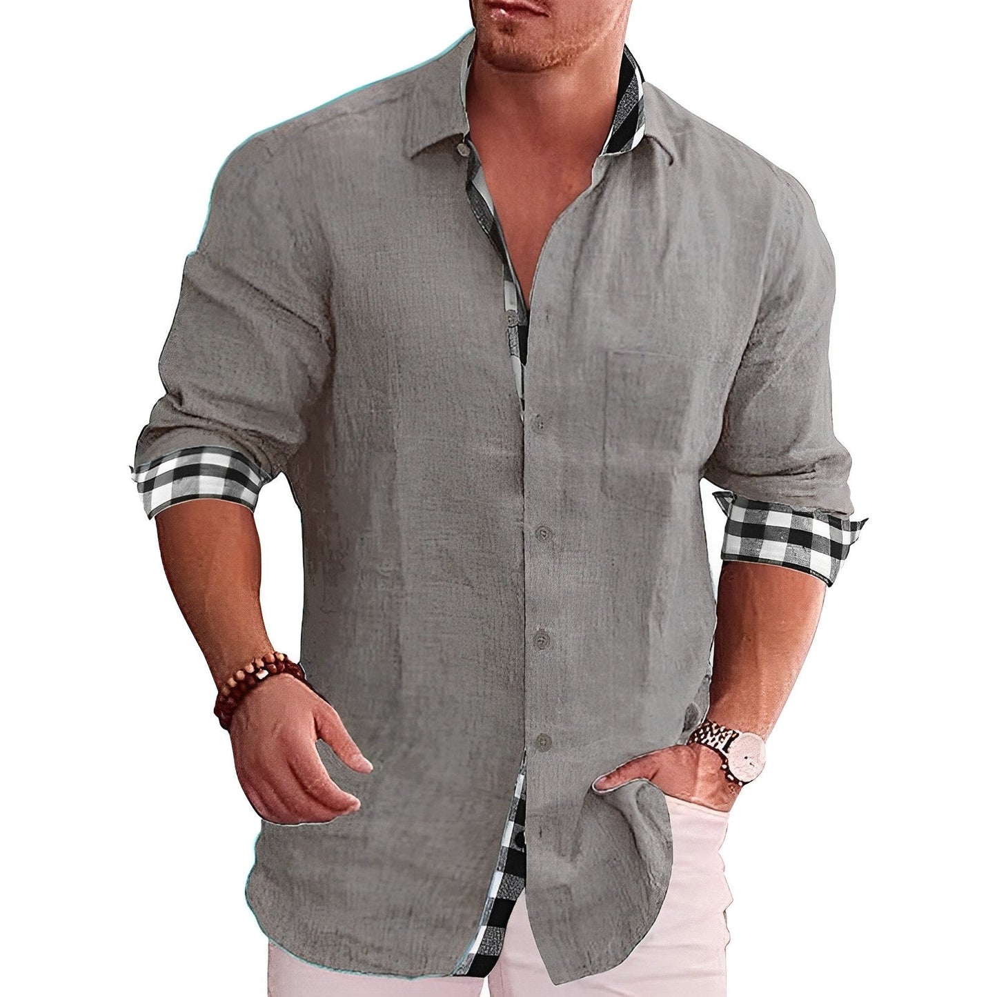 Hardfell | Men's casual shirt with contrasting details and rolled sleeves