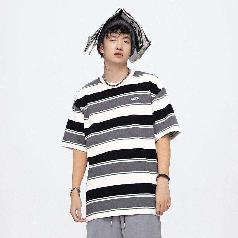 Hardfell | Max's unisex striped oversize T-shirt in pure cotton
