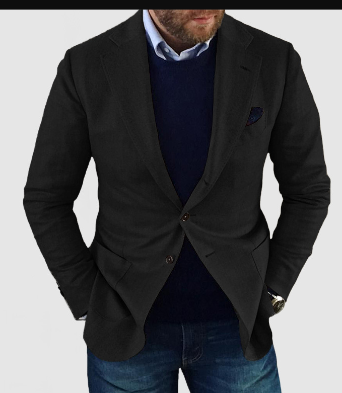 Hardfell | men's cardigan with casual buttons, pockets and lapel collar, solid color, long sleeves
