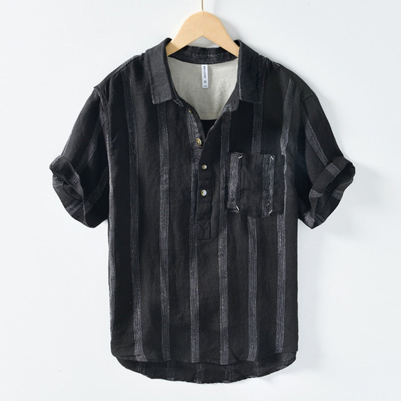 Hardfell | Black men's shirt with stripes