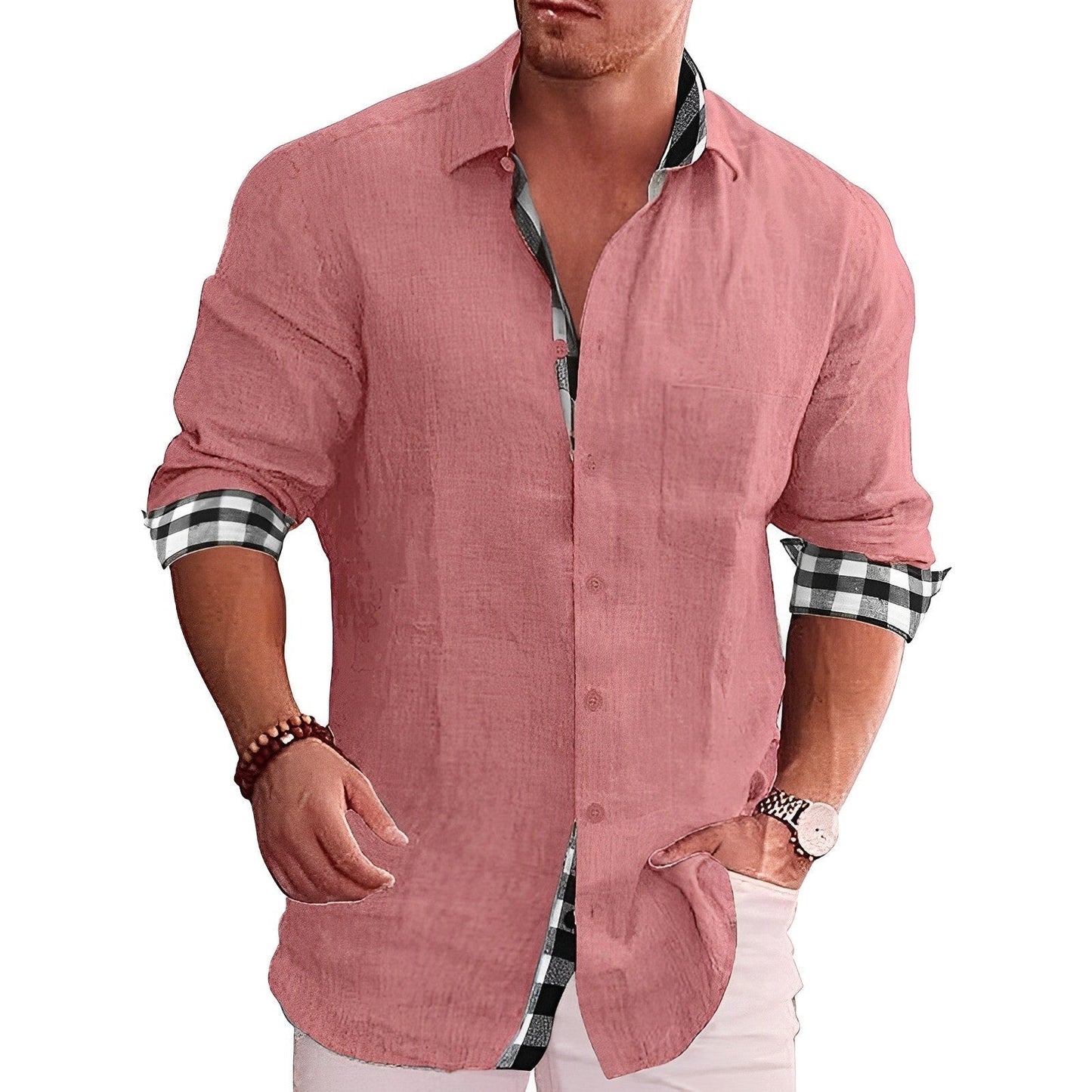 Hardfell | Men's casual shirt with contrasting details and rolled sleeves