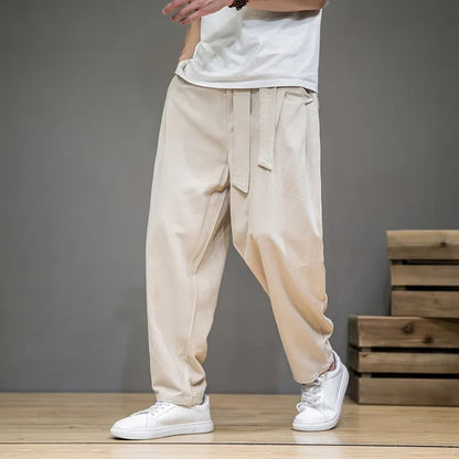Hardfell | Taupe casual linen trousers