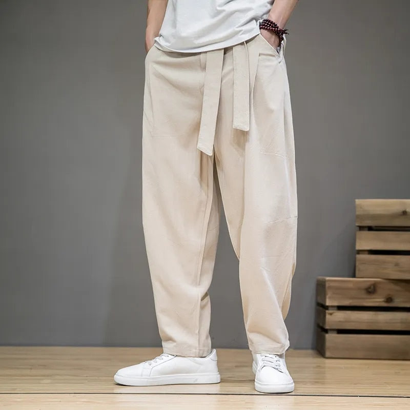 Hardfell | Taupe casual linen trousers