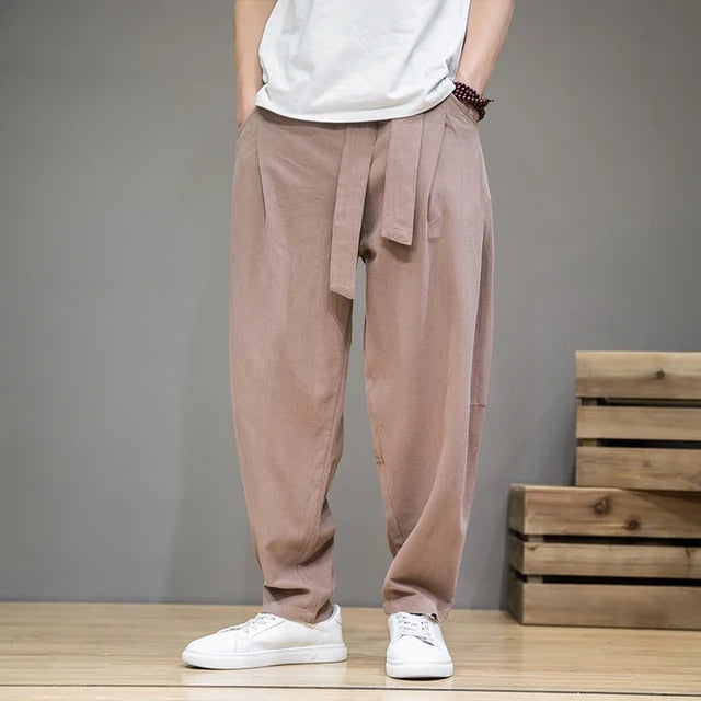Hardfell | Taupe casual linen trousers