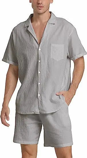 Hardfell | Black short sleeve shirt and shorts set for men - Elegant and versatile