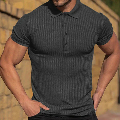 Hardfell | Men's Slim Fit Plain Ribbed Breathable Polo Shirt