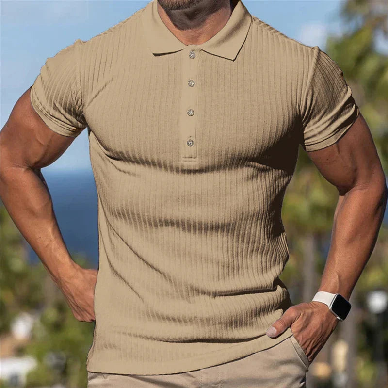 Hardfell | Men's Slim Fit Plain Ribbed Breathable Polo Shirt