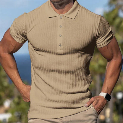 Hardfell | Men's Slim Fit Plain Ribbed Breathable Polo Shirt