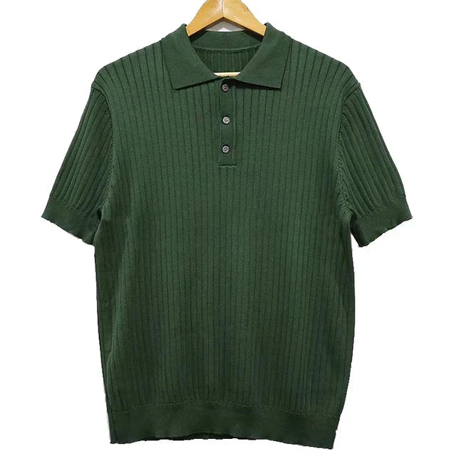 Hardfell | Breathable striped retro knit men's polo shirt