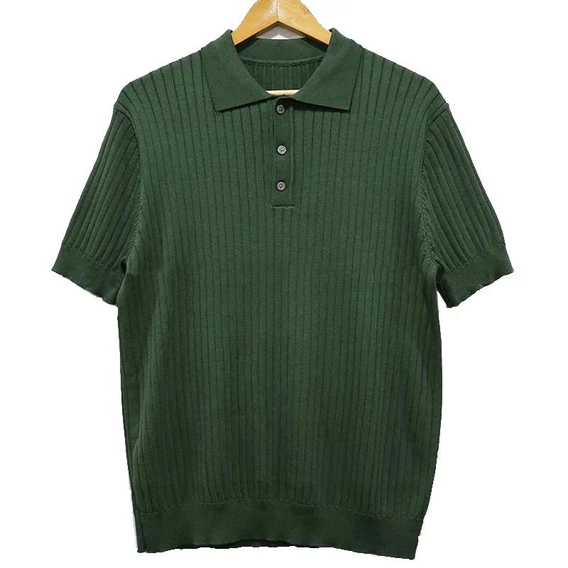 Hardfell | Breathable striped retro knit men's polo shirt