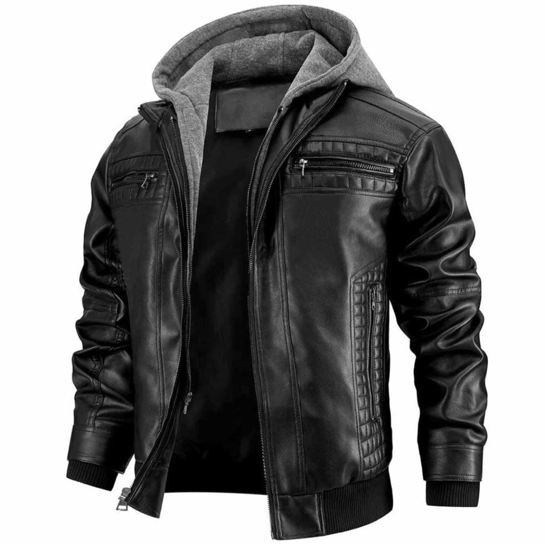 Hardfell | Leather jacket with hood