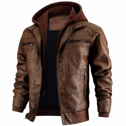 Hardfell | Leather jacket with hood
