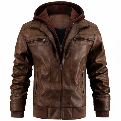 Hardfell | Leather jacket with hood
