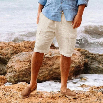 Hardfell | Beach-ready men's linen shorts in white