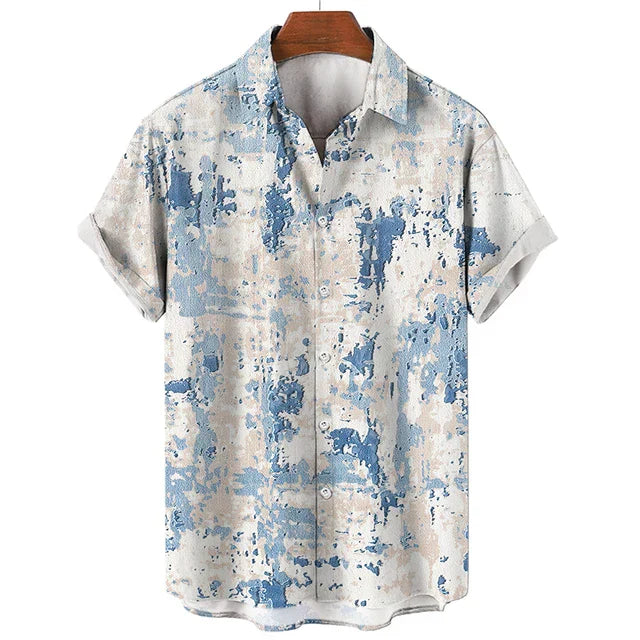 Hardfell | Artistic blue patchwork shirt