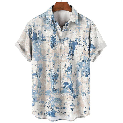 Hardfell | Artistic blue patchwork shirt