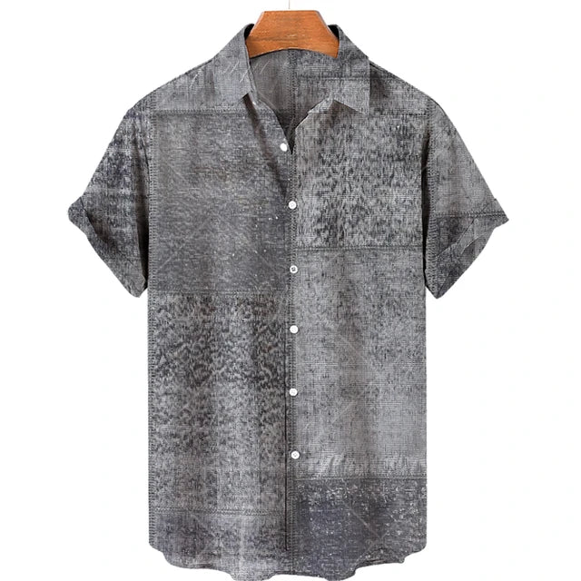 Hardfell | Artistic blue patchwork shirt