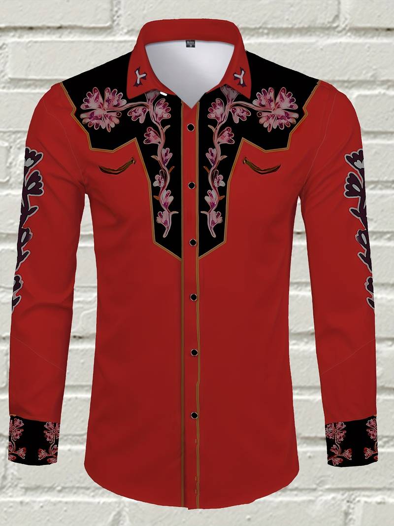 Hardfell | Noah - long-sleeved shirt with vintage floral print