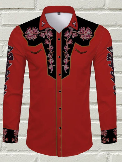 Hardfell | Noah - long-sleeved shirt with vintage floral print