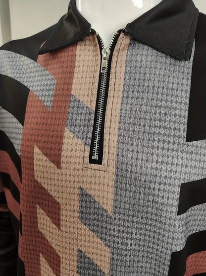 Hardfell | Isaac - geometric long sleeve zip-up shirt for spring