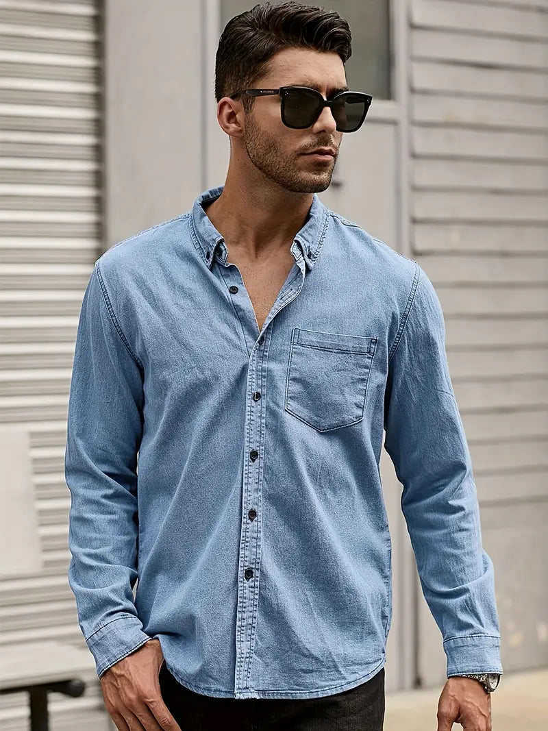 Hardfell | Alexander - jeans long sleeve shirt for men