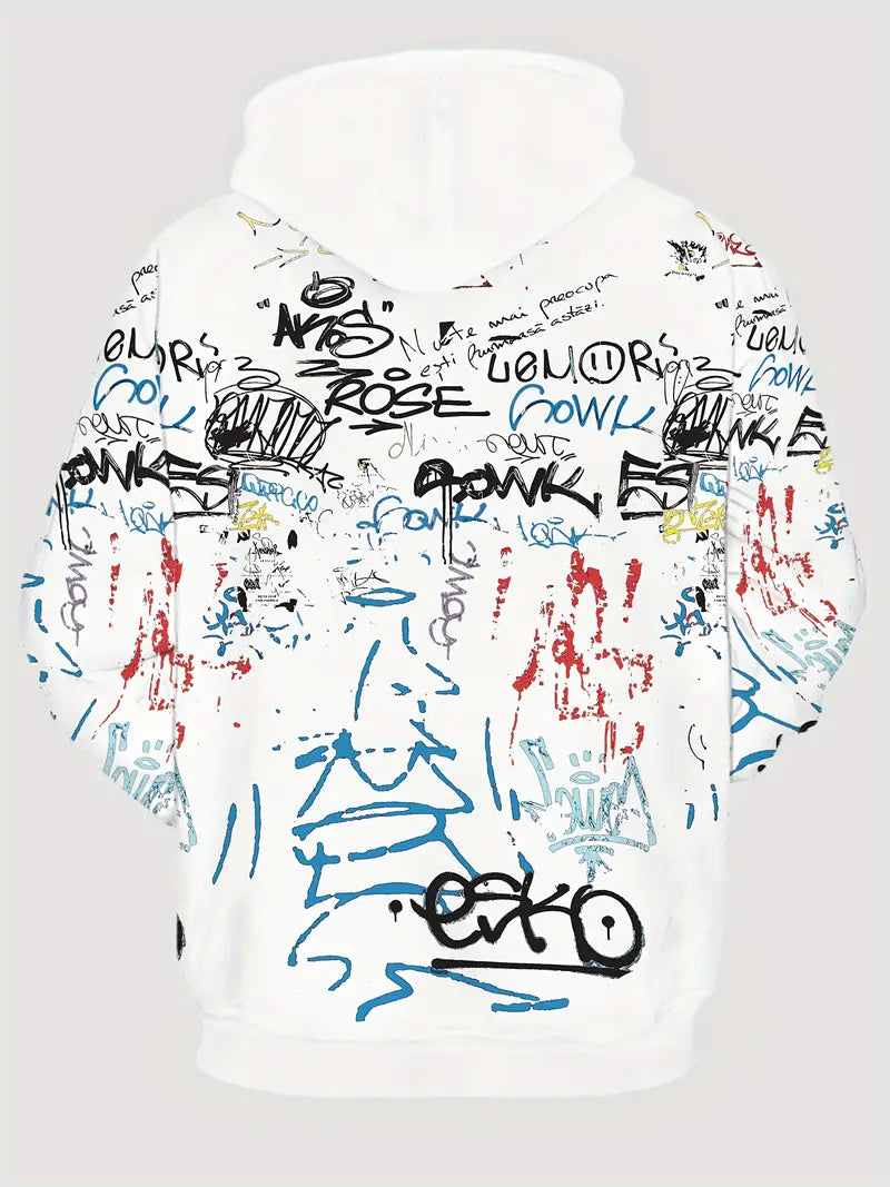 Hardfell | David - hooded sweatshirt with doodle print for men