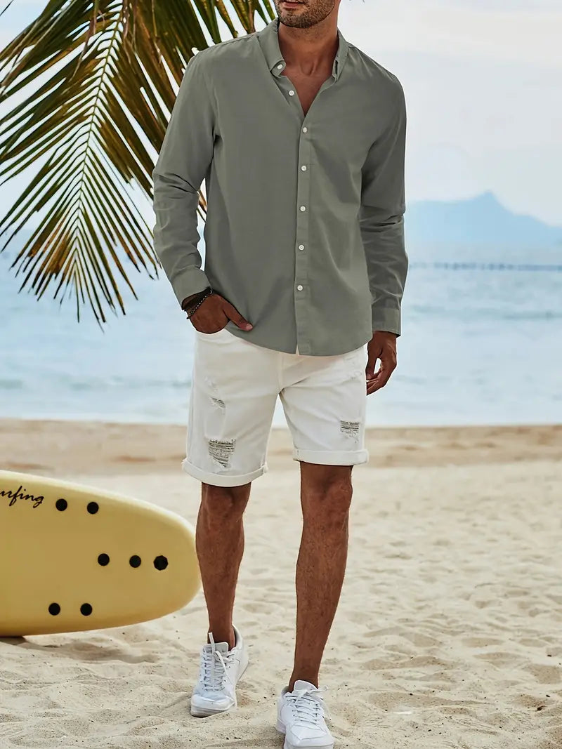 Hardfell | Ethan - casual long sleeve shirt with button placket