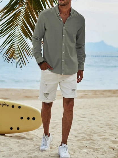 Hardfell | Ethan - casual long sleeve shirt with button placket