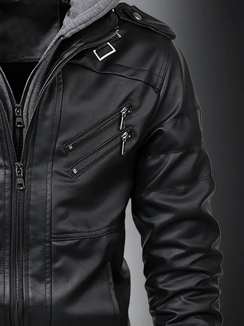 Hardfell | Leather jacket with hood