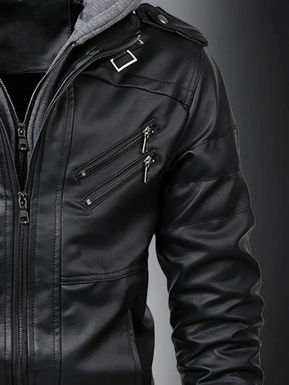 Hardfell | Leather jacket with hood