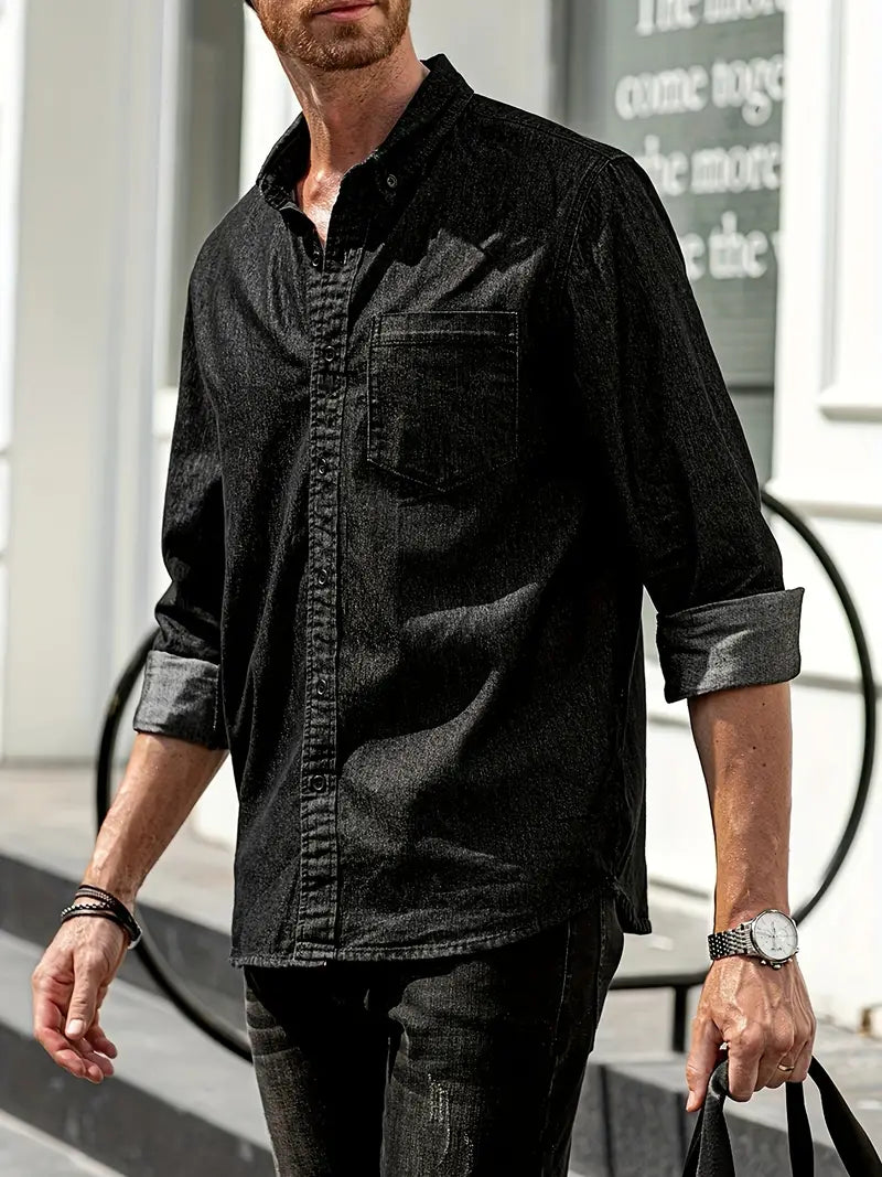 Hardfell | Alexander - jeans long sleeve shirt for men