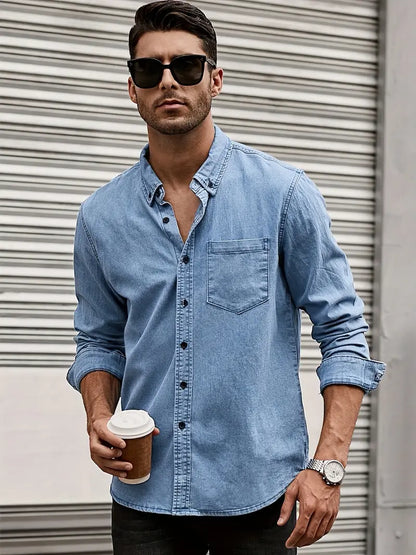 Hardfell | Alexander - jeans long sleeve shirt for men