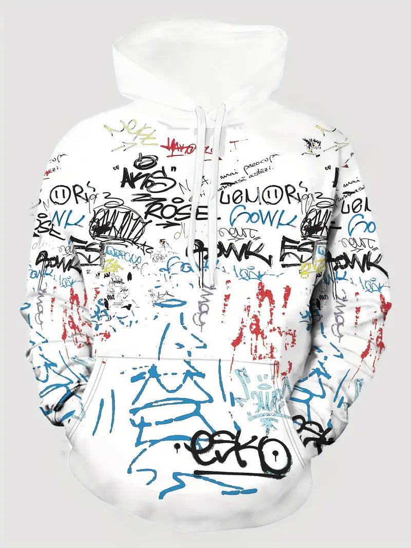 Hardfell | David - hooded sweatshirt with doodle print for men