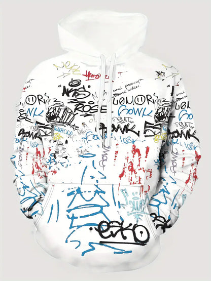 Hardfell | David - hooded sweatshirt with doodle print for men