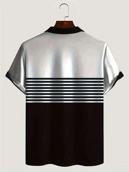 Hardfell | Liam - short sleeve shirt with color block stripes